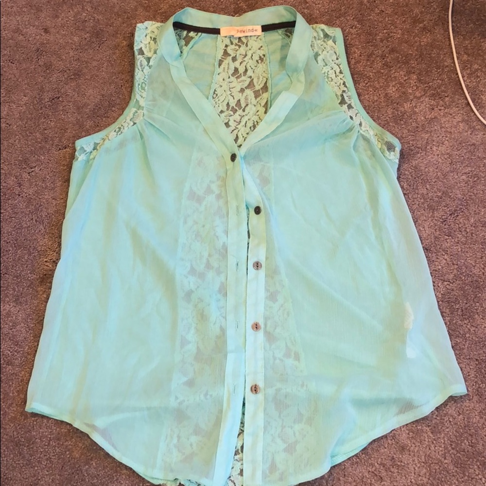 mesh button down tank